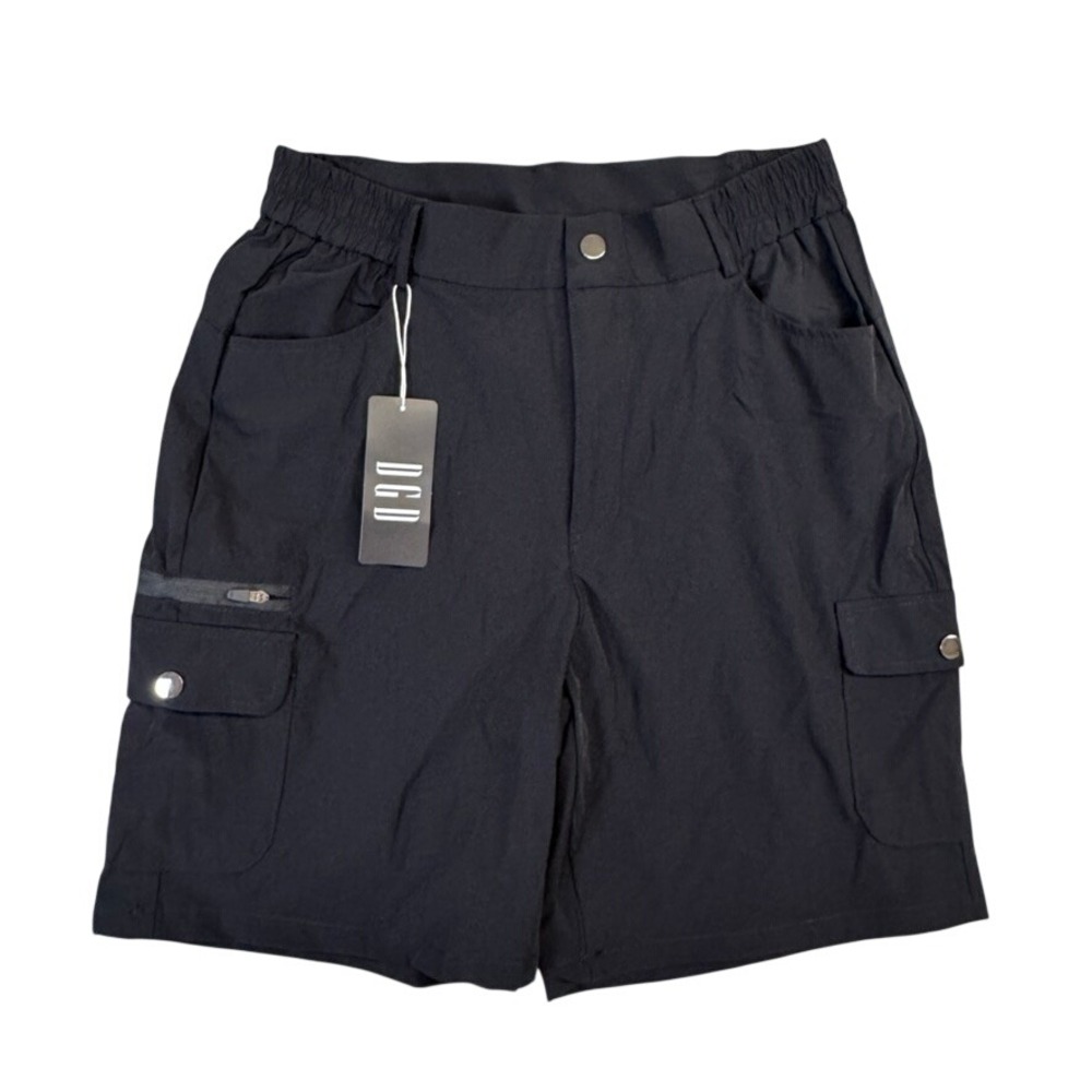NWT DGD Men Black Cargo Shorts Med Nylon Stretch Outdoor Hiking Utility Pocket